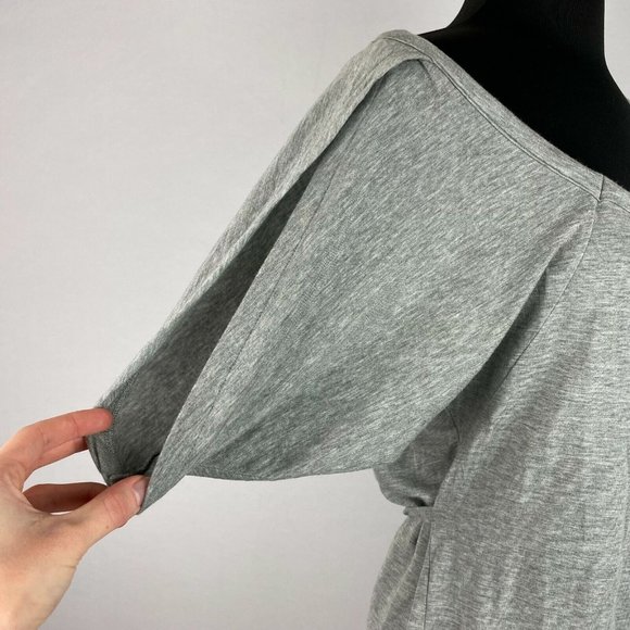 Ann Taylor LOFT S Gray Keyhole Tie Back Top Soft Tencel Lyocell Blend - Picture 3 of 11